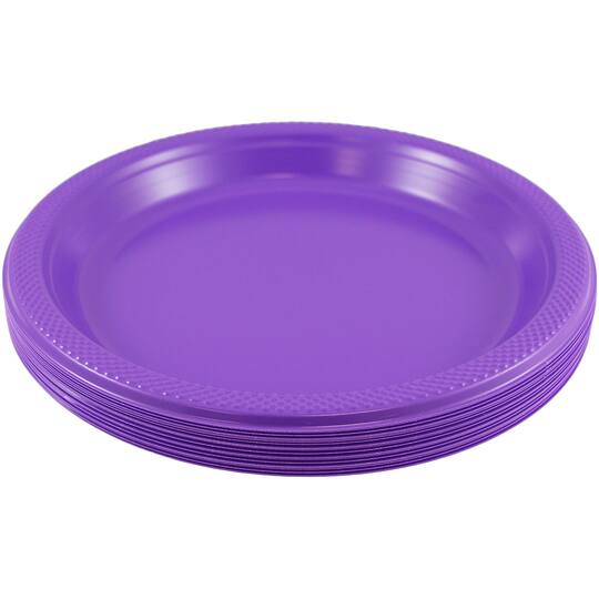 JAM Paper 7" Purple Plastic Party Plates, 20ct.